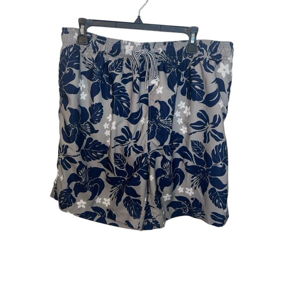 Speedo Men's XXL 8" Floral Print Volley Swim Shorts - Navy/Gray - Picture 3 of 12